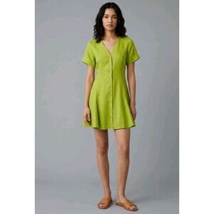 J.Crew Linen Dress Womens Size 20 Tall Mini Fleur Tie Back Fern Green 20T NWT